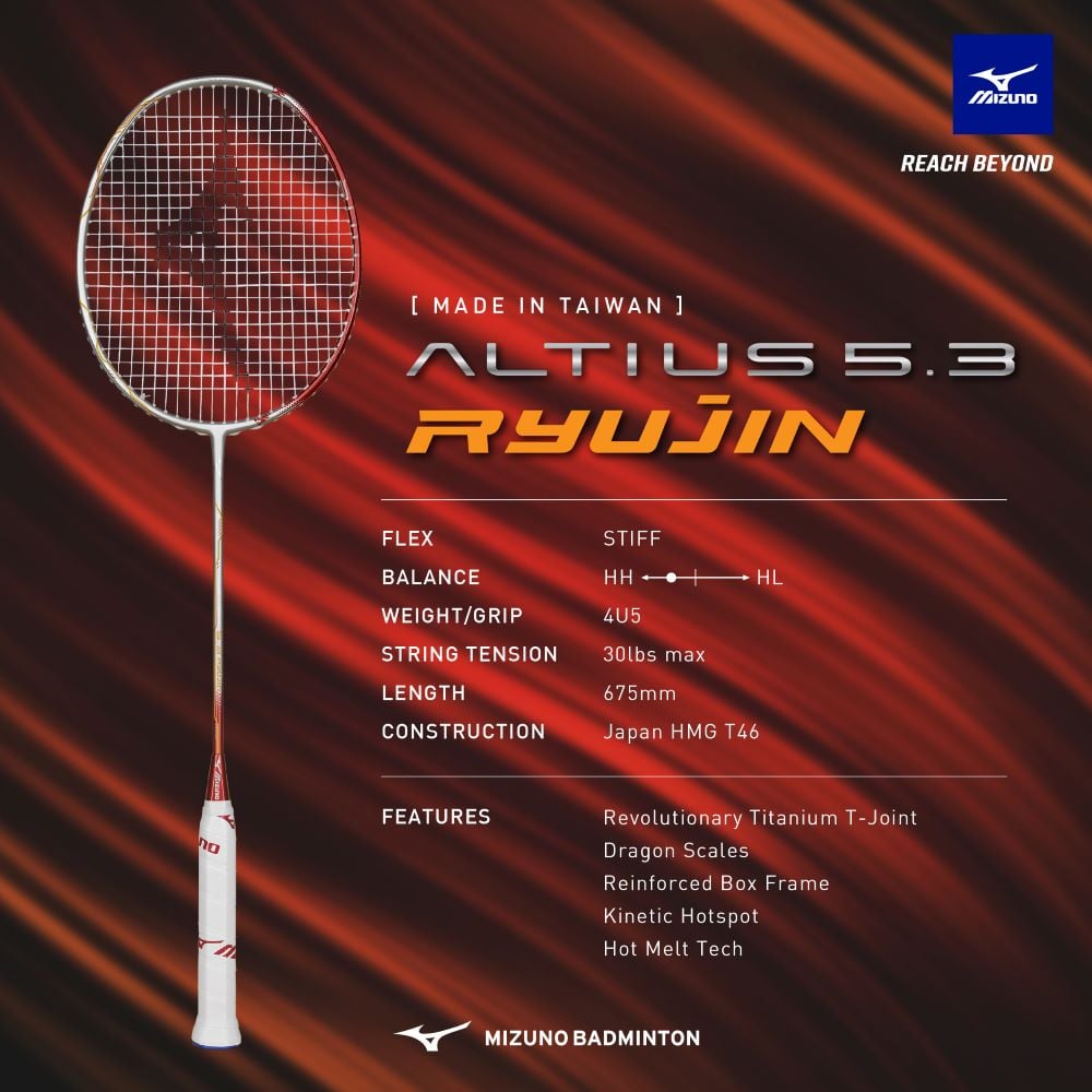 Mizuno Altius 5.3 Ryujin Badminton Racket (Unstrung) – SPORTSSHOP SG